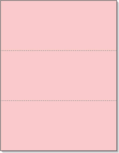 8-1/2 x 11 20# Pink Paper 2 Horizontal Perforations @ 3-2/3 & 7-1/3 from bottom