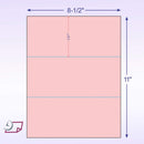 8-1/2 x 11" 20# Laser cut sheet, 2 Horizontal perf at 3-2/3" & 7-1/3" Pink