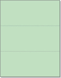 8-1/2 x 11" 20# Laser cut sheet, 2 Horizontal perf at 3-2/3" & 7-1/3" Green