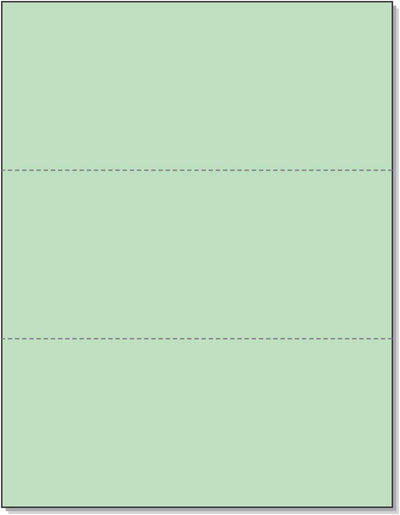 8-1/2 x 11" 20# Green Paper 2 Horz. Perf. 3-2/3 & 7-1/3