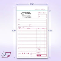 5-1/2 x 8-1/2" Order Forms, 2 Part Carbonless, White & Canary
