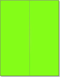 8-1/2" x 11" Fluorescent Green 2 Labels per Sheet 4-1/4" x 11''