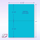8-1/2" x 11" Fluorescent Blue 2 Labels per Sheet 8-1/2" x 5-1/2"