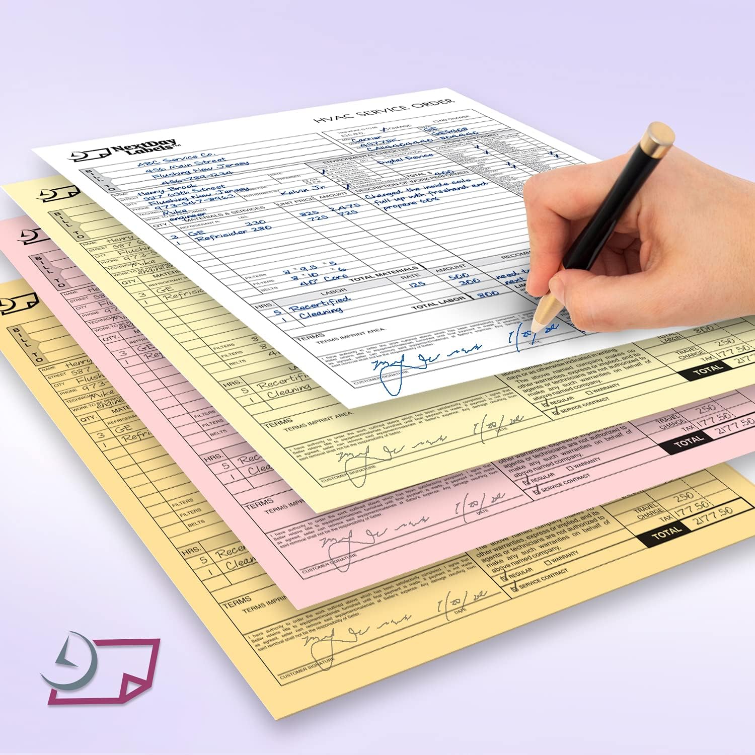 8-1/2 x 11" Laser Carbonless 4 Part Paper