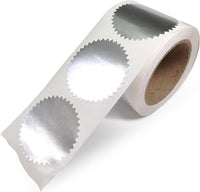 2" Round Seals Silver Metallic Certificate Wafer Seals Serrated Edge