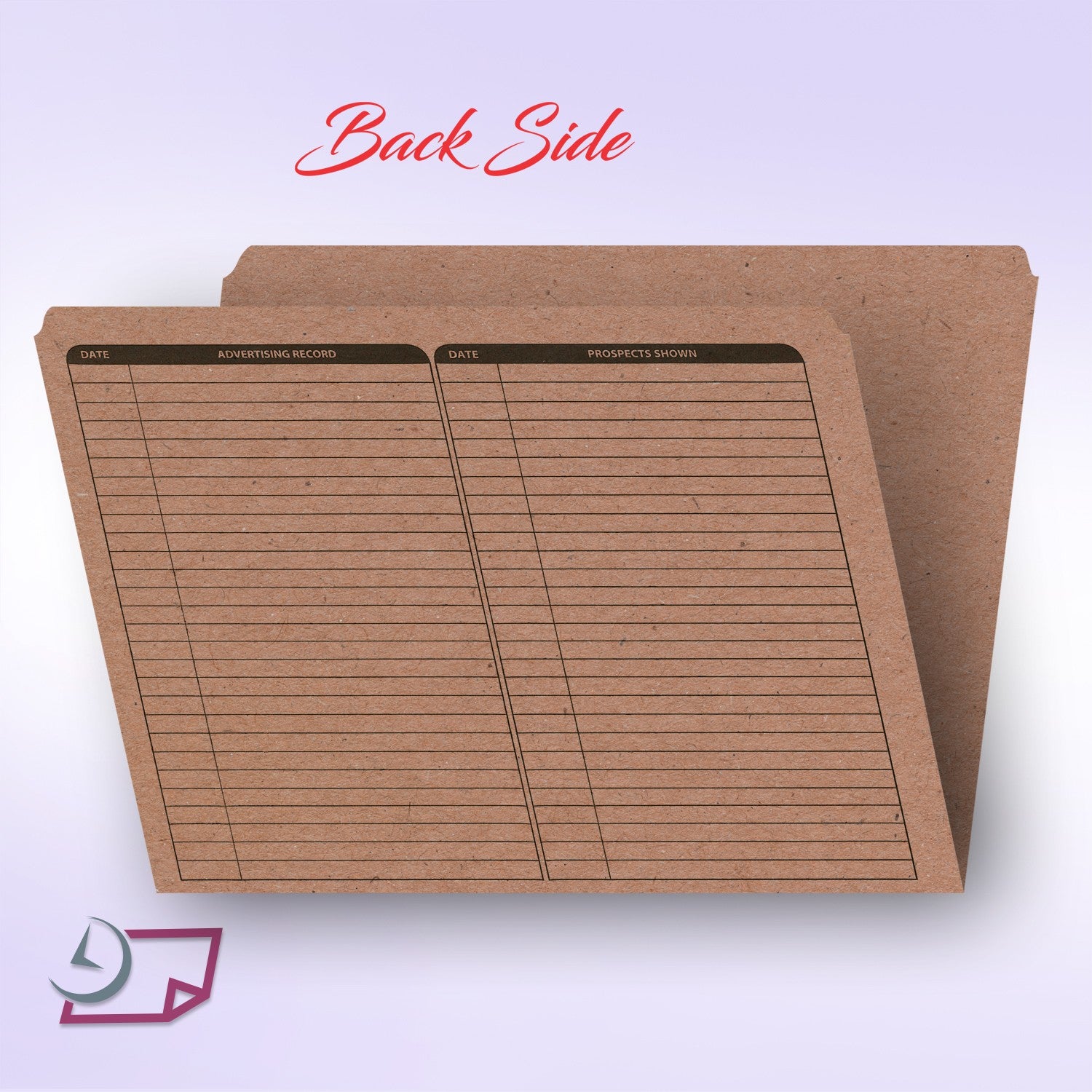 Real Estate Listing Folder, Right Panel List, Letter Size, Brown Kraft