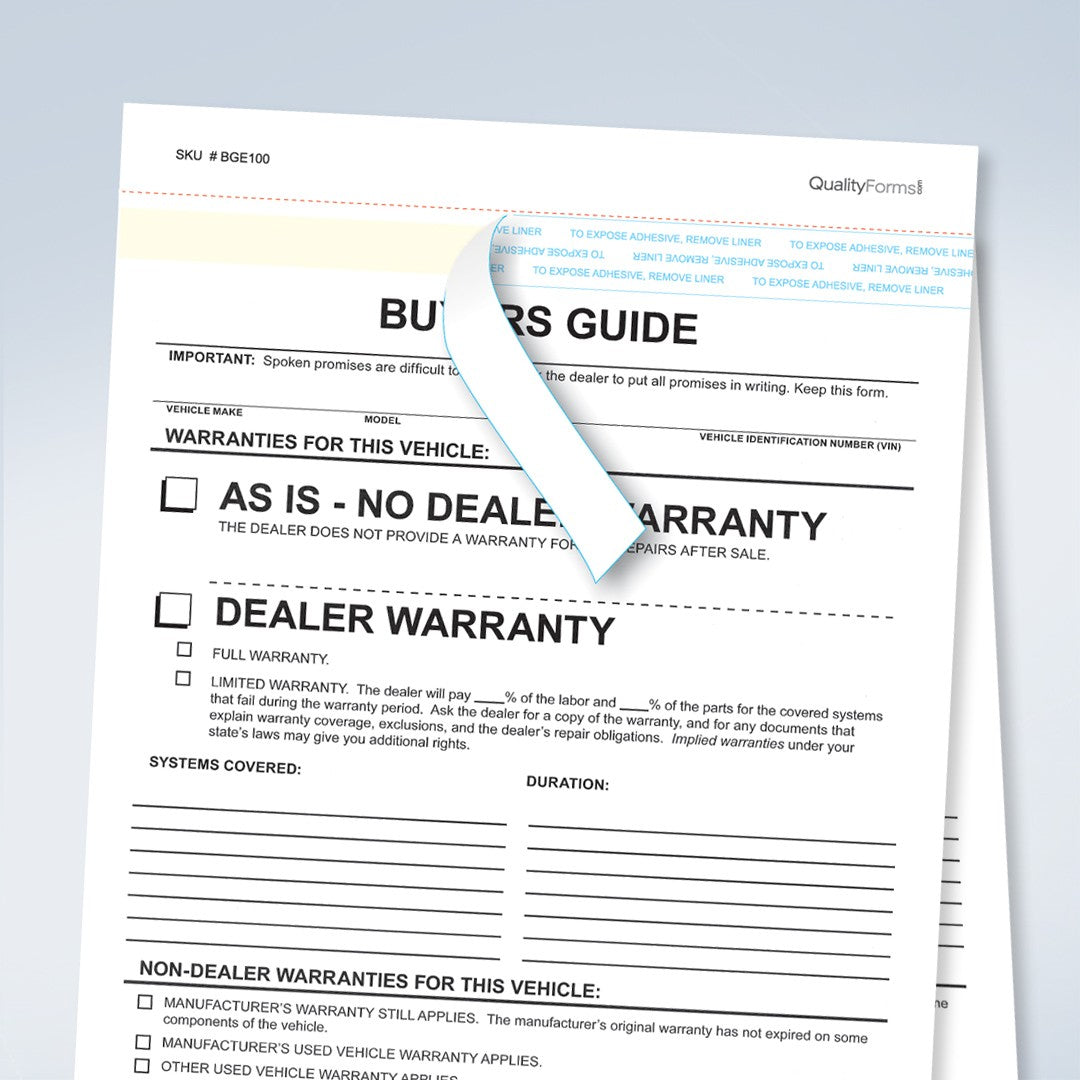 Federal Buyers Guide Warranty, 7-5/16" x 11-5/8", 2 Part