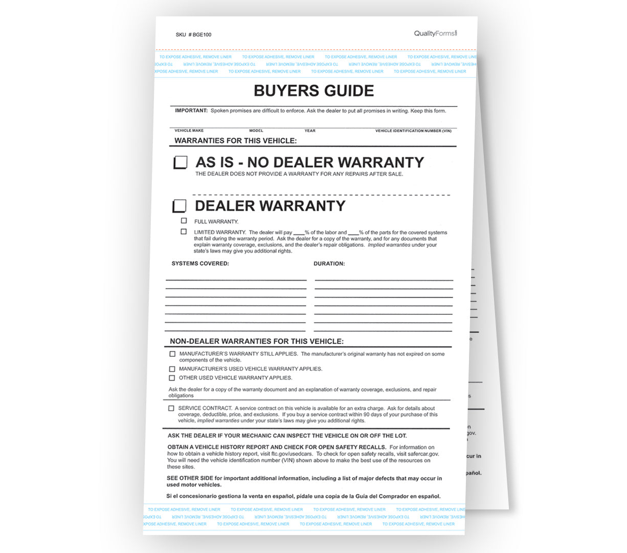 2 Part Federal Buyers Guides, Warranty