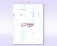 8-1/2 x 11  CD/DVD Label 2 per Page