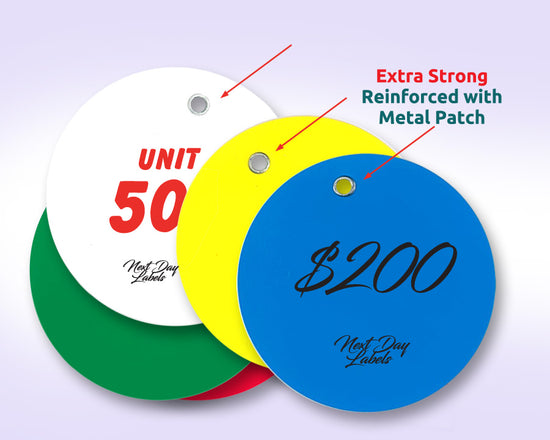 3" Strong Vinyl  Circle Tags Yellow