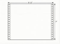 9-1/2 x 7" Continuous Paper, 15# White 2 Part with Side Perfs