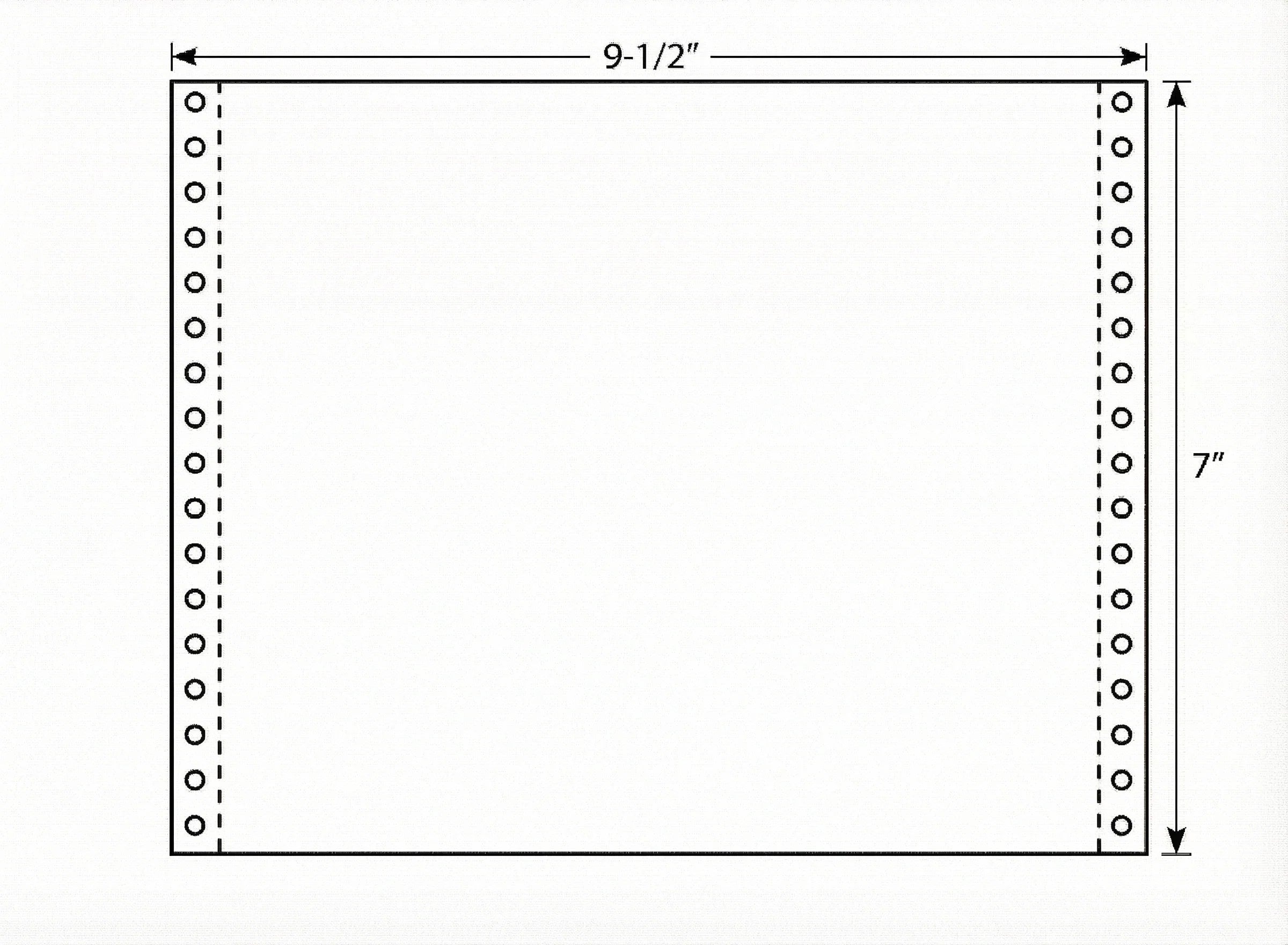 9-1/2 x 7" Continuous Paper, 15# White 2 Part with Side Perfs