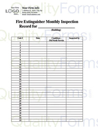 Monthly Fire Extinguisher Inspection Form