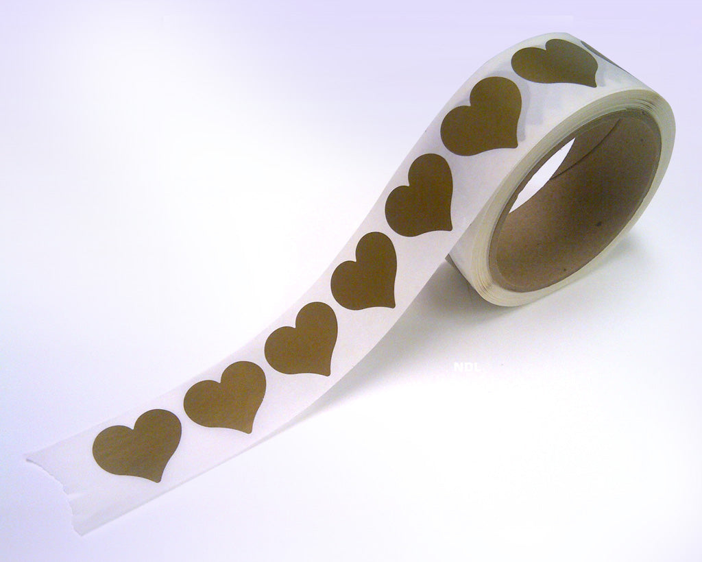 1-1/4" Heart Shape  Gold Scratch Off  Label Stickers