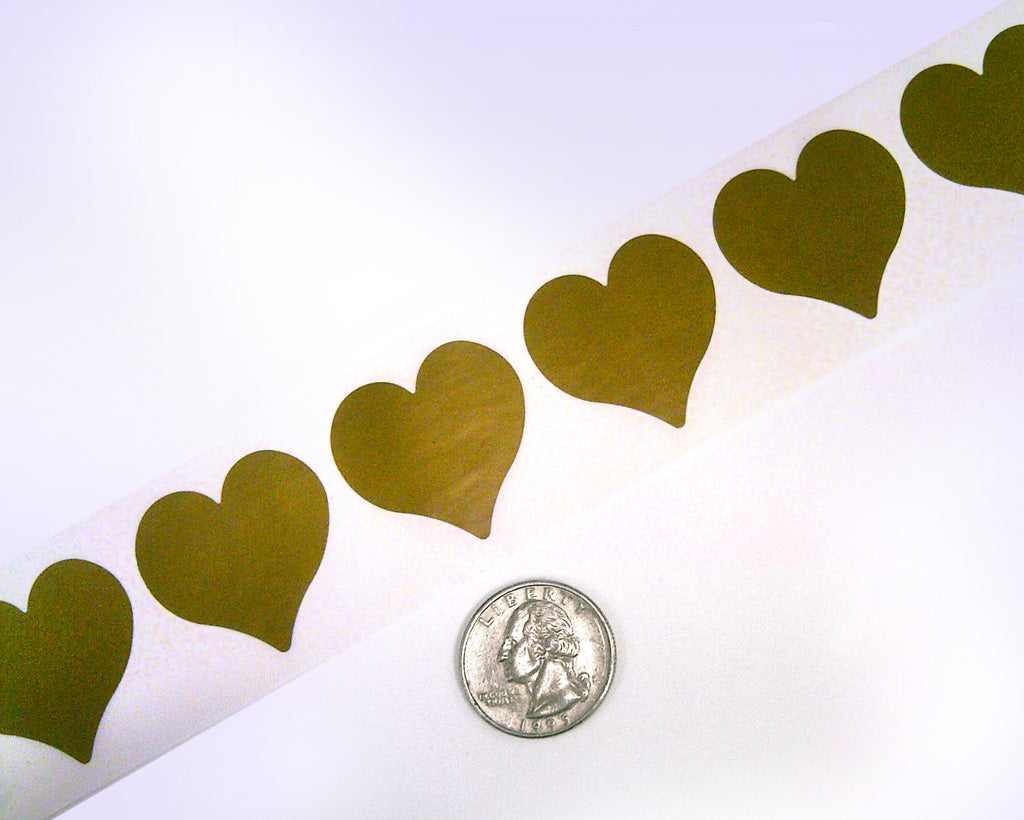1-1/4" Heart Shape  Gold Scratch Off  Label Stickers