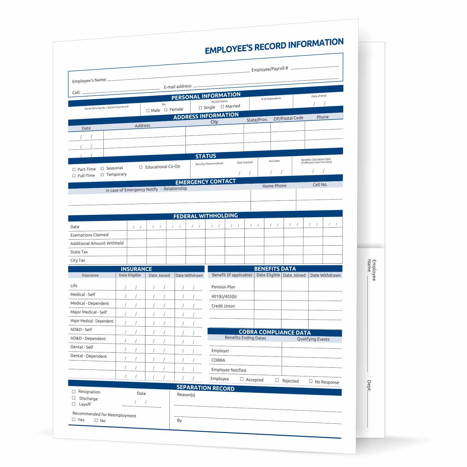 Employee Record Folders 9.5 x 11.5