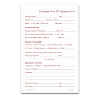 Pack of 100 Sets 2 Part NCR Carbonless Time Off Request Forms