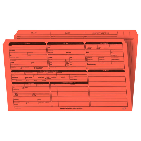 Real Estate Listing Folder, Right Panel List, Legal Size, Orange