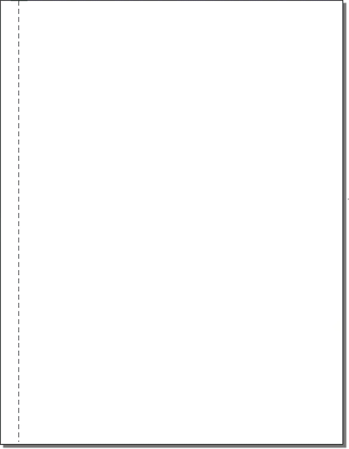8-1/2 x 11" 20# Laser cut sheet, 1 vertical perf at 1/2" from left, White