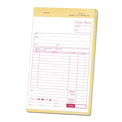 5-1/2 x 8-1/2" Order Forms, 2 Part Carbonless, White & Canary