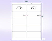 8-1/2" x 11" Blue Fluorescent 10 Labels per Sheet 4 x 2