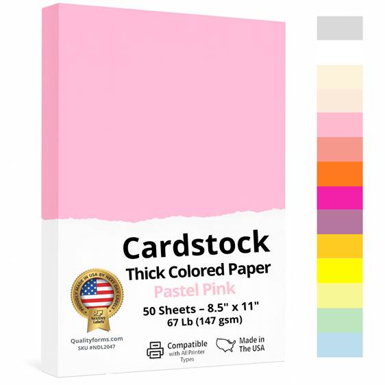 8-1/2 x 11" Letter, 67 Lb. Cover Card Stock, Pink