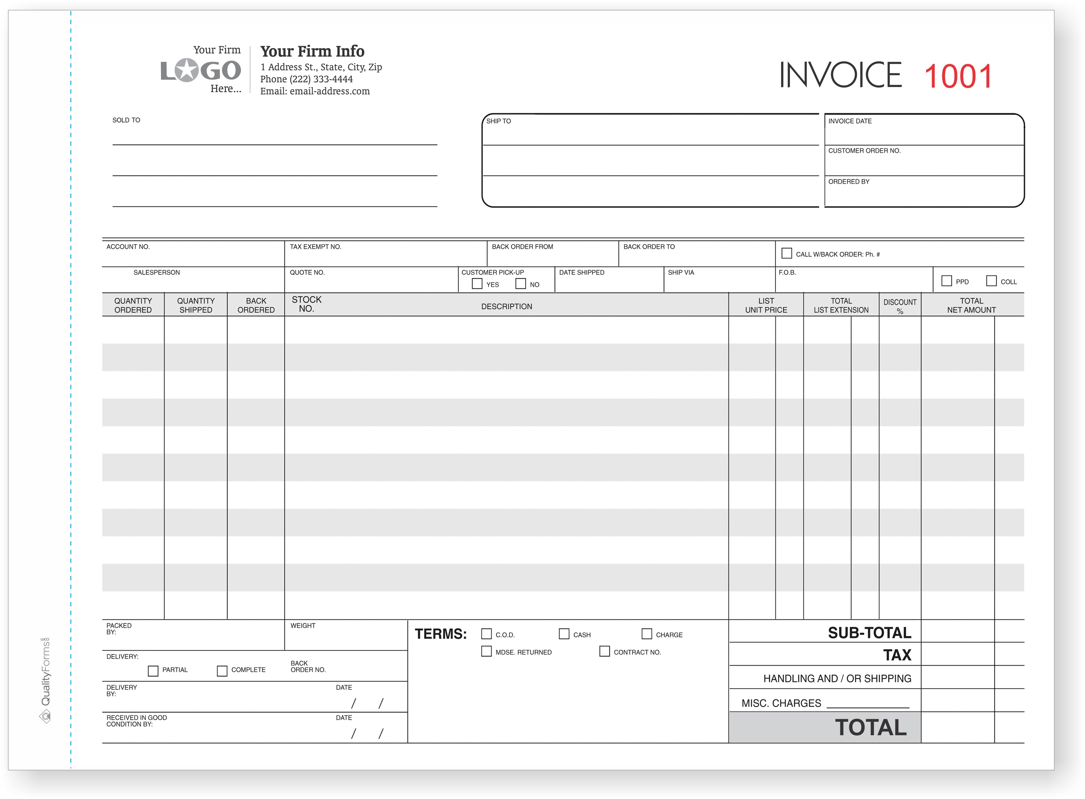 Classic, Wide Body Wholesalers Invoices, 11 X 8 1/2"