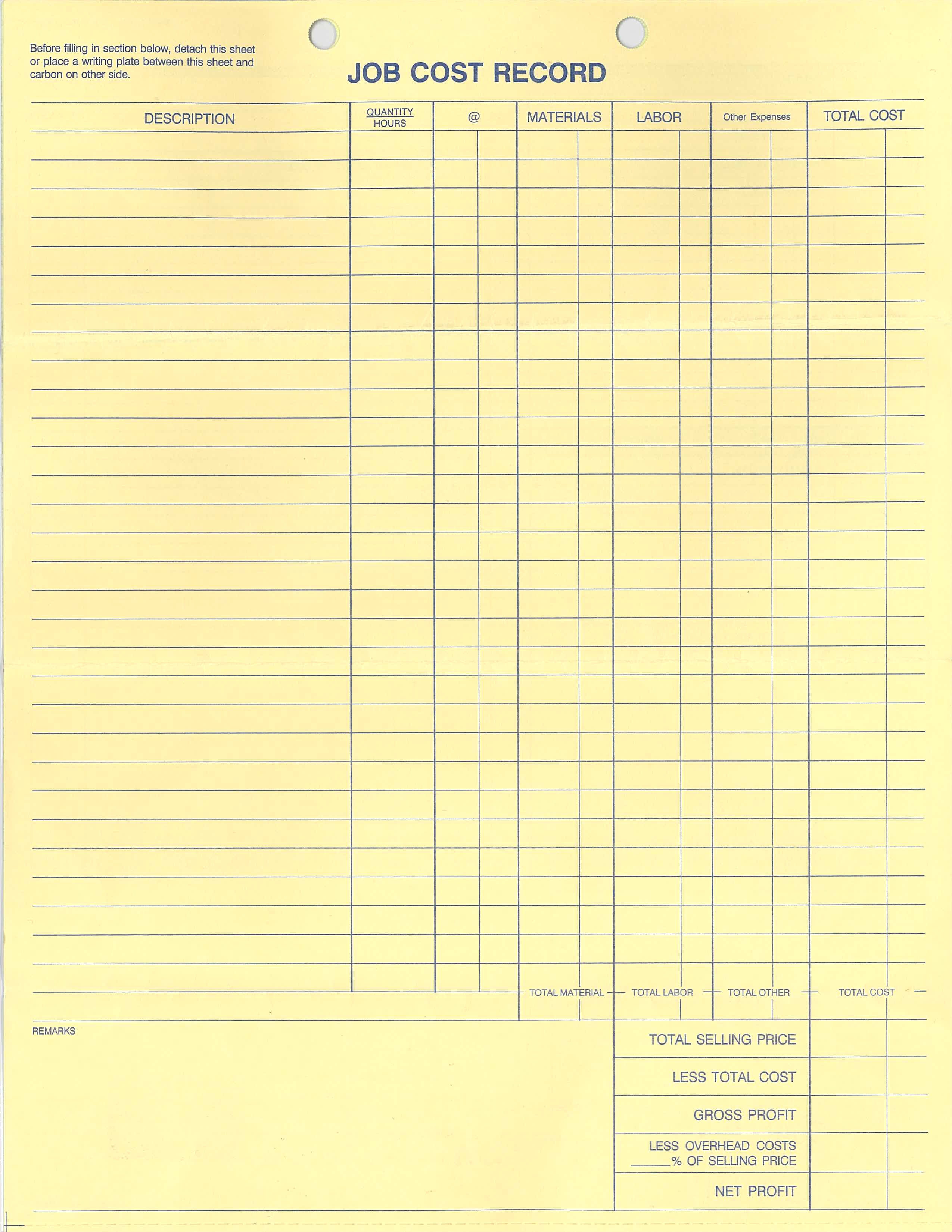 8-1/2 x 11'' Job Invoice 500 sets per book 3/4 part carbonless