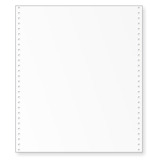 9-1/2 x 11" Continuous Paper, 15# White 2 Part with No Side Perfs