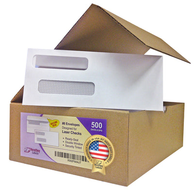 Double Window Envelopes Self Seal with Security Tint Inside Compatible with Quickbook and other Checks