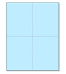 8-1/2 x 11" 100# Tag Laser Cards, 4 Up, 1 Horizontal perf & 1 Vertical Perf at the Center, Blue