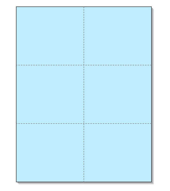 8-1/2 x11 Laser Cards 6 Up - Blue