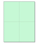 8-1/2 x 11" 100# Tag Laser Cards, 4 Up, 1 Horizontal perf & 1 Vertical Perf at the Center, Green