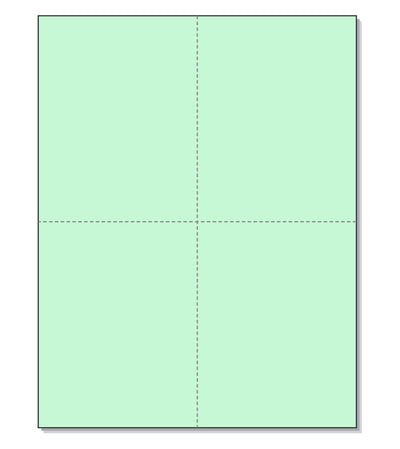 8-1/2 x11  Laser Cards  4 Up - Green