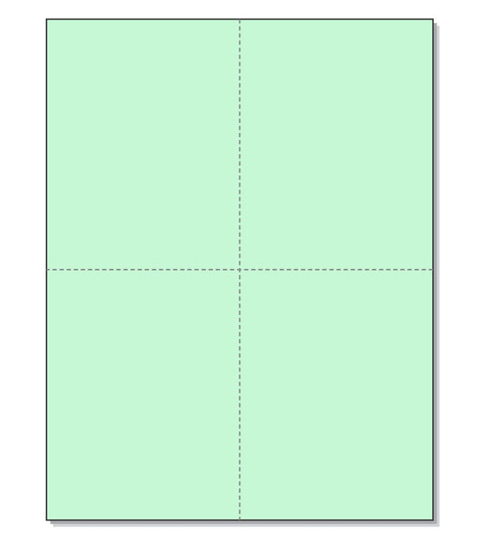 8-1/2 x11  Laser Cards  4 Up - Green