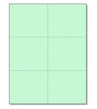 8-1/2 x 11" 100# Tag Laser Cards, 6 Up, 1 Horizontal & 2 Vertical Perforations, Green