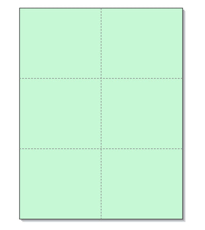 8-1/2 x11 Laser Cards 6 Up - Green