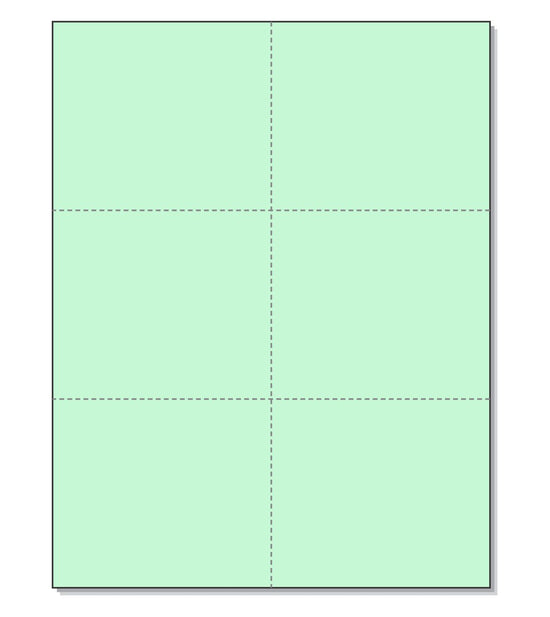 8-1/2 x11 Laser Cards 6 Up - Green