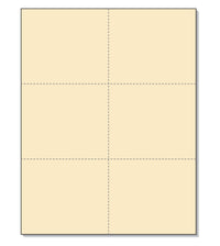 8-1/2 x 11" 100# Tag Laser Cards, 6 Up, 1 Horizontal & 2 Vertical Perforations, Manila