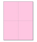 8-1/2 x 11" 100# Tag Laser Cards, 4 Up, 1 Horizontal perf & 1 Vertical Perf at the Center, Pink