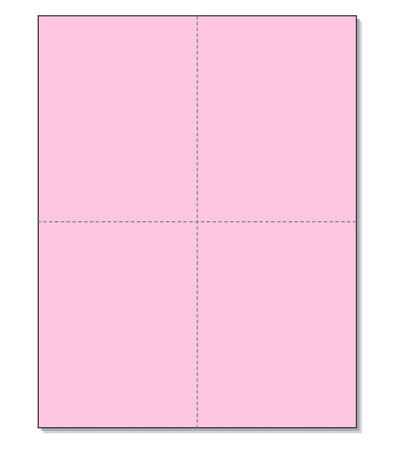 8-1/2 x11  Laser Cards  4 Up - Pink