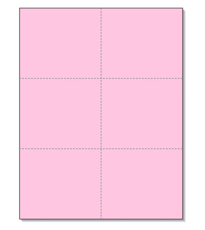 8-1/2 x11 Laser Cards 6 Up - Pink