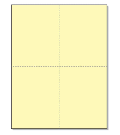 8-1/2 x11  Laser Cards  4 Up - Canary