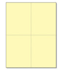 8-1/2 x11  Laser Cards  4 Up - Canary