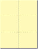 8-1/2 x 11" 100# Tag Laser Cards, 6 Up, 1 Horizontal & 2 Vertical Perforations, Canary
