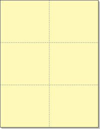 8-1/2 x 11" 100# Tag Laser Cards, 6 Up, 1 Horizontal & 2 Vertical Perforations, Canary