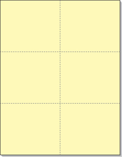 8-1/2 x11 Laser Cards 6 Up - Canary