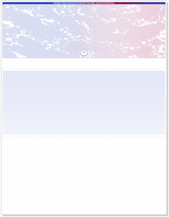 Blank Laser Top Check Paper, Blue/Red Prismatic