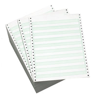 9-1/2 x 11" Continuous Paper 20# 1/2" Green Bar, 1 Part, Side Perfs
