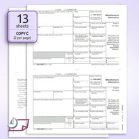 1099 MISC Forms for 2025, 4-Part Tax Forms,  25 Forms and 25 Self-Seal Envelopes.
